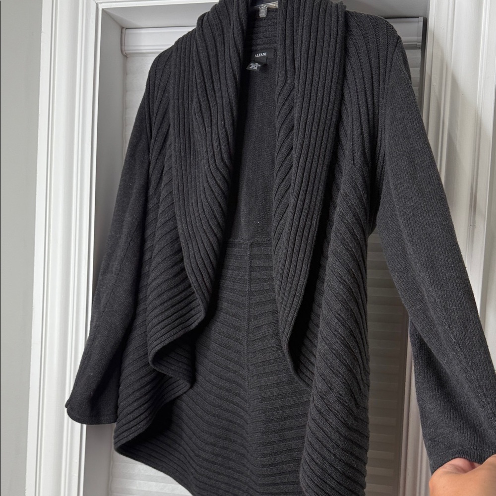 Alfani Grey Ribbed Cardigan - Picture 6 of 6